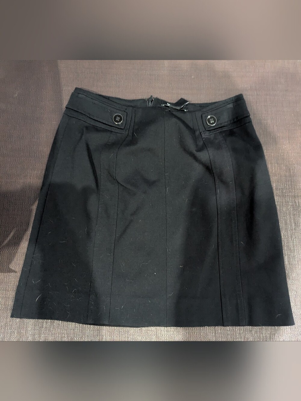 White House Black Market Black Mini A-Line Skirt with Button Accents